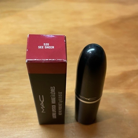 MAC Lustre Lipstick NIB 520 See Sheer **Discontinued Color** Peachy Coral Pink - Picture 3 of 7